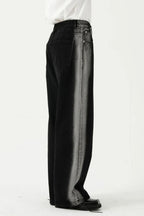 Trendsi women's side contrast jeans with front and back pockets, featuring stylish contrasting side panels and classic denim look.