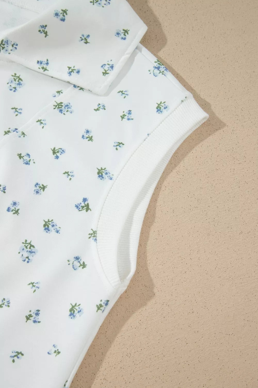 Shopimist floral print half zip top and matching short set, featuring vibrant flower patterns and casual summer style.