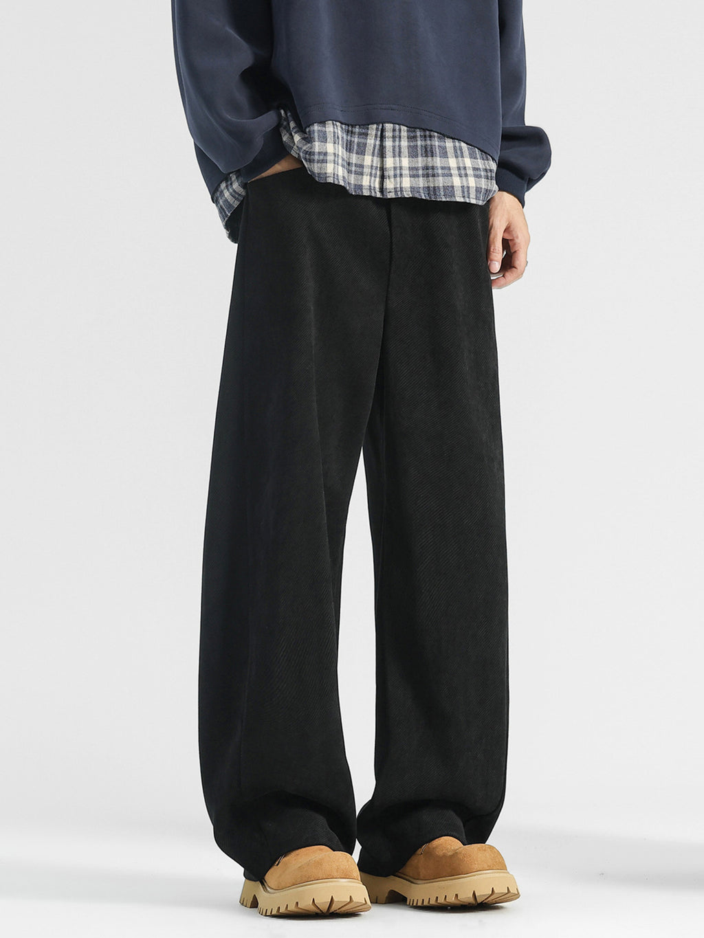 Men's premium loose fit pocket pants by Trendsi, comfortable plus size casual trousers with side pockets and relaxed fit.