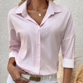 Women's striped lapel long sleeve shirt top by FitiqueFit, casualwear with a stylish design and button-up front.