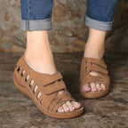 Large size European and American hollow platform Velcro sandals by Plush Fashion Hub with thick soles and adjustable straps.