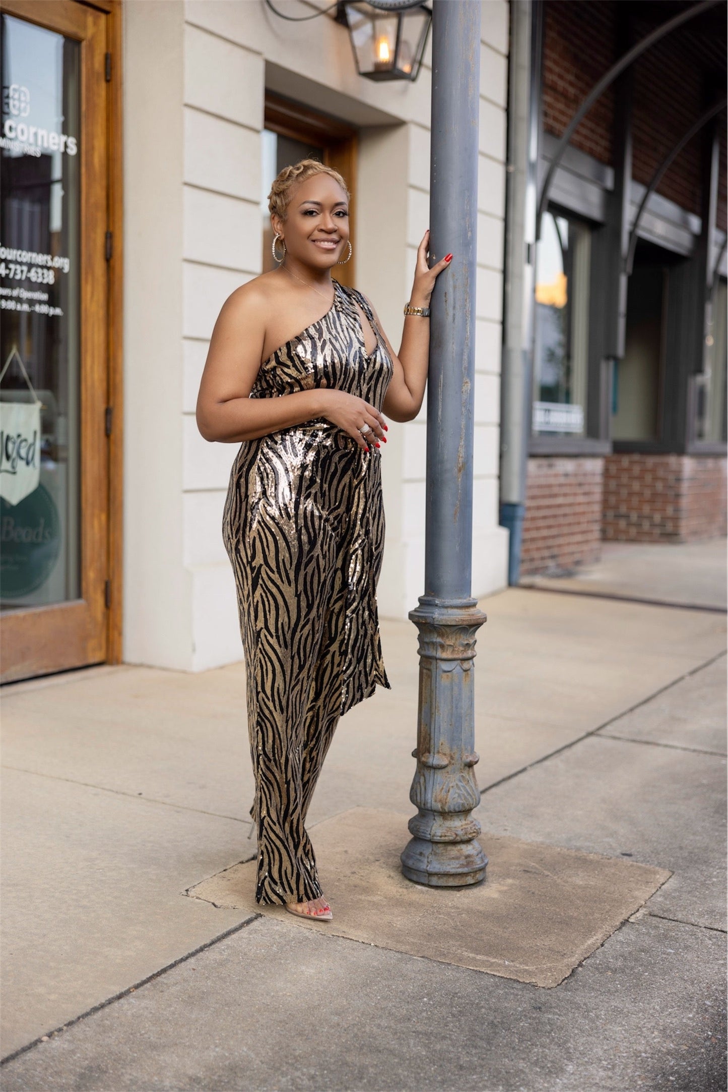 Golden Glam Sequin Animal Print Jumpsuit The Bella Noire Store