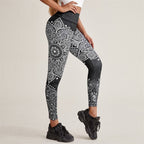 Plus size high-waist compression yoga leggings with pockets from FitiqueFit, shown in black, designed for activewear comfort and support.
