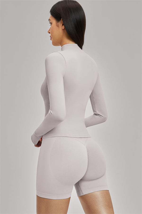 Fitglutes Activewear sports bra, jacket, and shorts 3-piece set, designed for workout comfort and style.