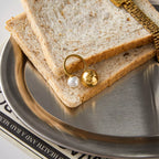 18K gold-plated orb and pearl open ring by Shopimist with elegant design and polished finish.