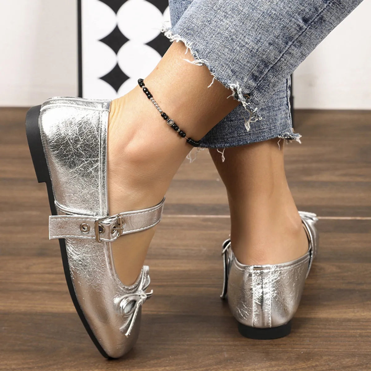 Women's square toe flats slip-ons by Trendsi, stylish and comfortable footwear with a sleek design and slip-on style.