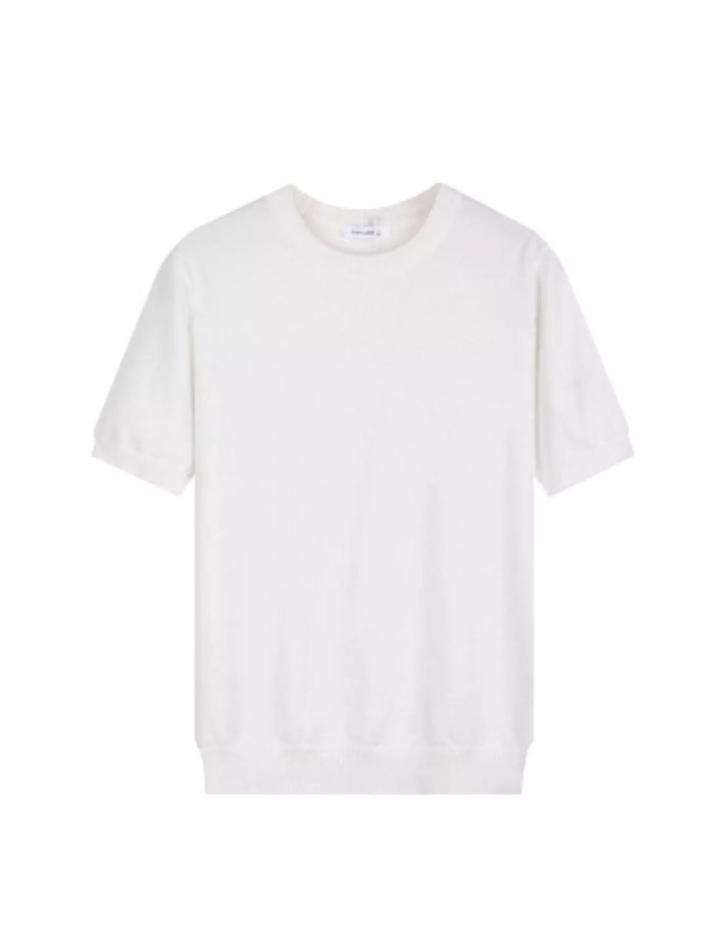 Plus size men's casual knitted short sleeve T-shirt from Trendsi, featuring a comfortable, stylish fit and soft knit fabric.