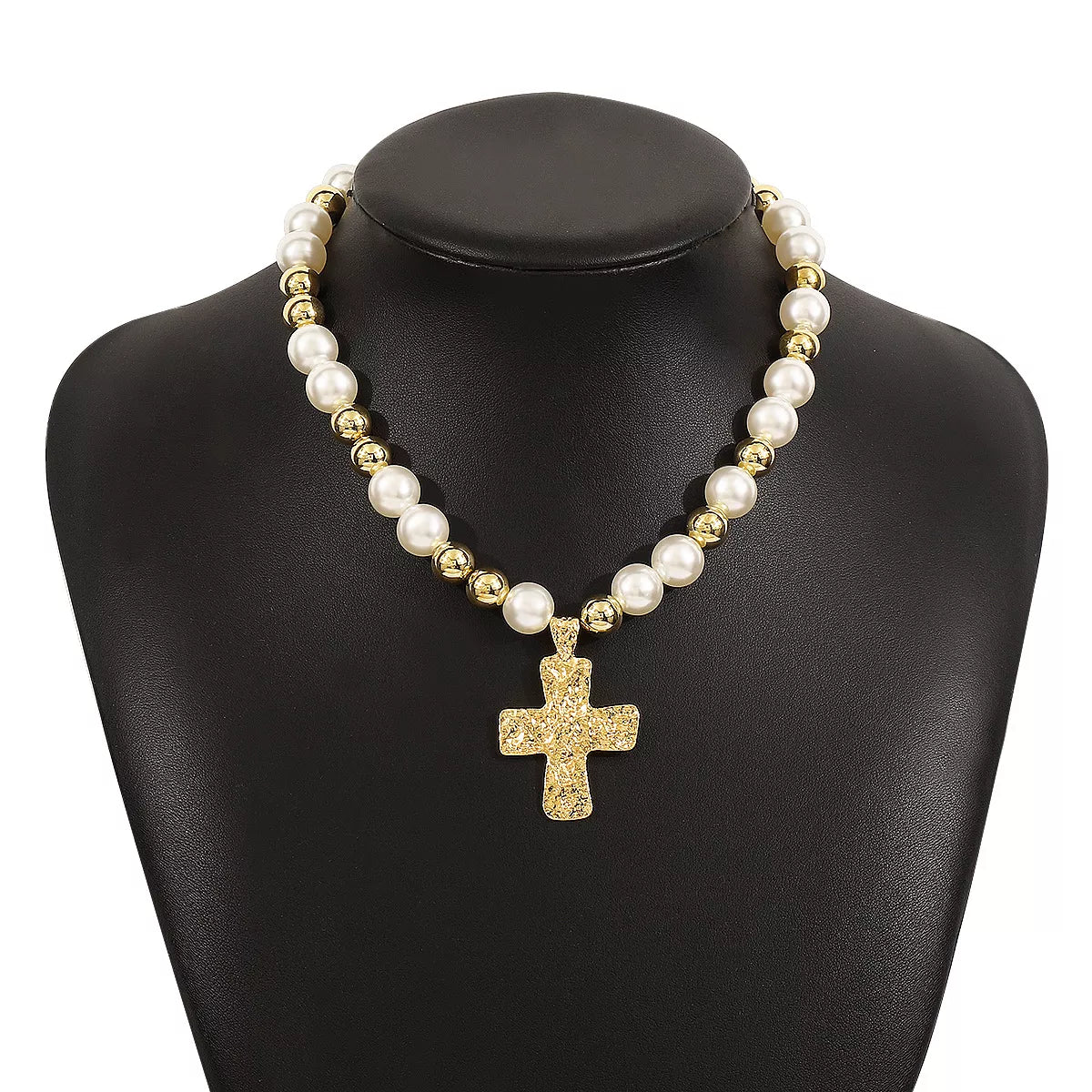 Pearl and cross pendant necklace by Shopimist, featuring a delicate pearl and silver cross charm on a fine chain.