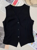 Slim fit Plush Fashion Hub button-down tank top vest with a sleek design and sleeveless style, perfect for casual wear.