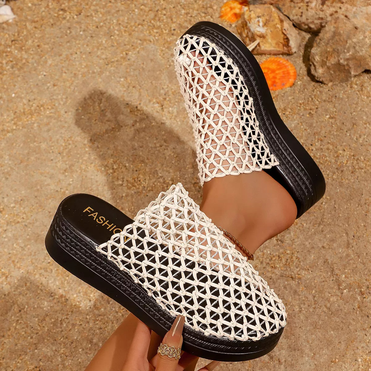 Woven design platform sandals by Shopimist featuring a chunky sole and stylish woven upper, perfect for casual summer wear.