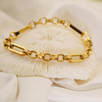 18K gold-plated chunky chain link bracelet by Shopimist featuring bold, interconnected gold links on a neutral background.