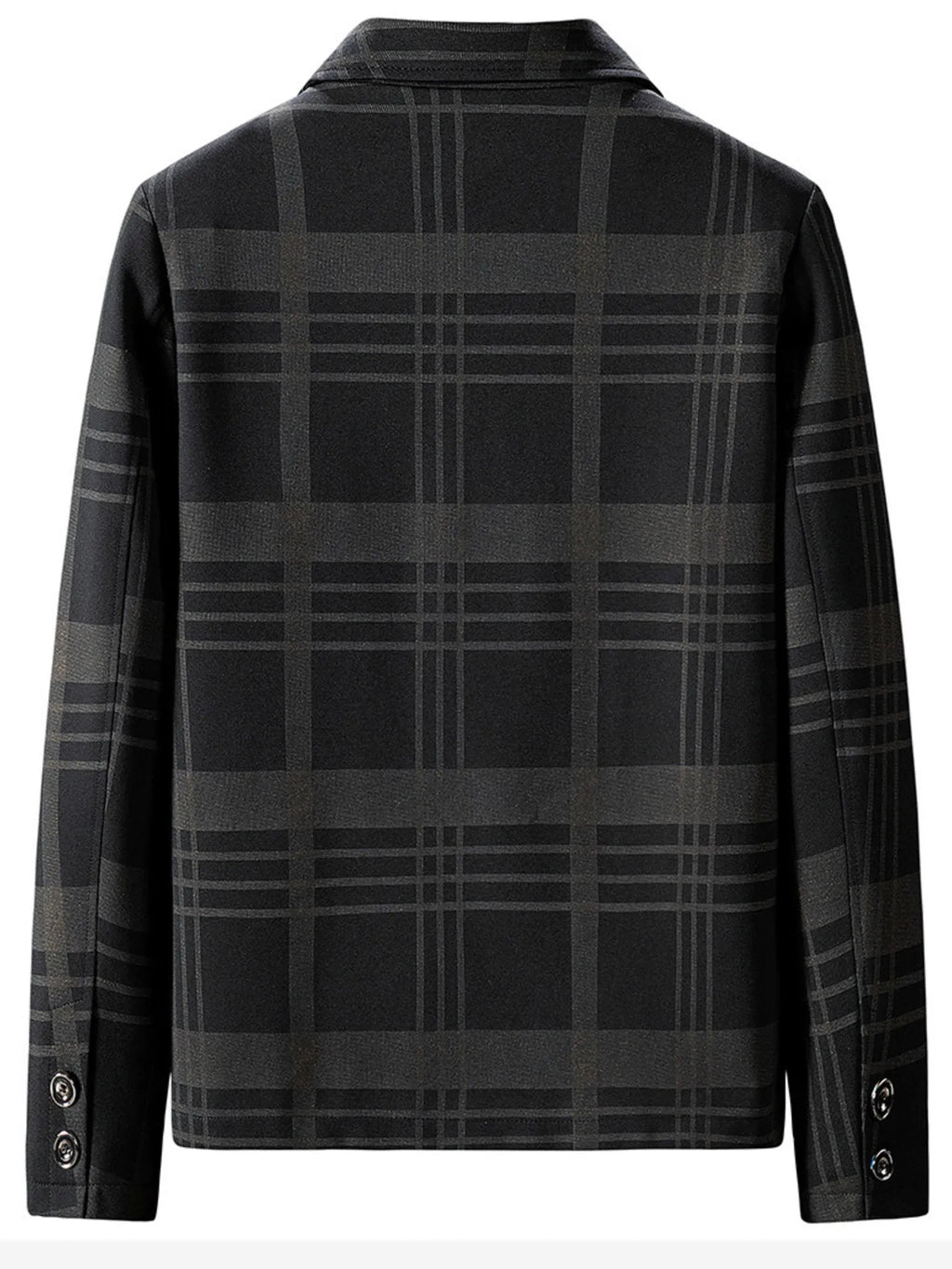 Men's plus size plaid zip-up jacket by Shopimist, featuring a classic checkered pattern and a front zipper closure.