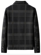 Men's plus size plaid zip-up jacket by Shopimist, featuring a classic checkered pattern and a front zipper closure.