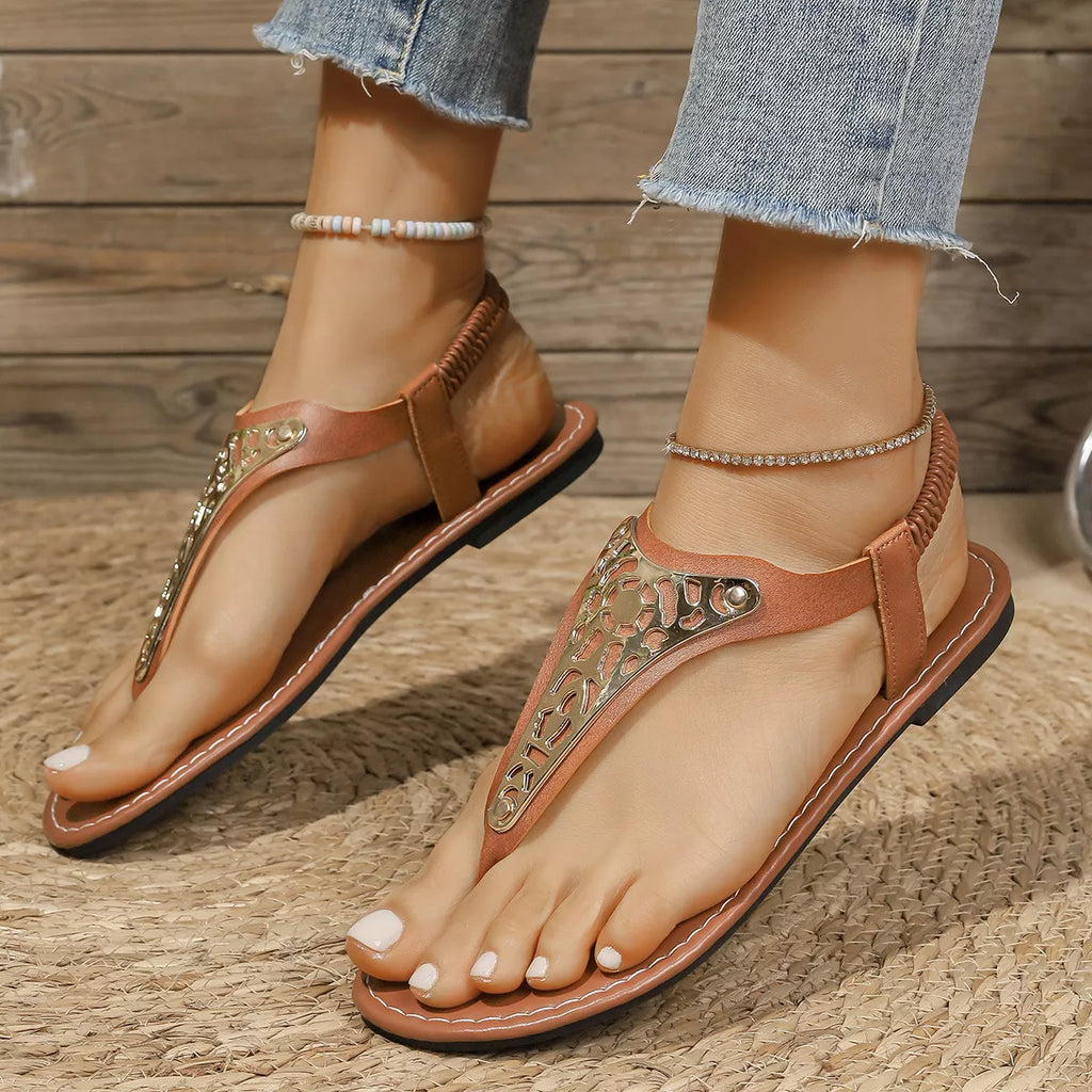 Shopimist toe post flats sandals with minimalist design and comfortable straps, perfect for casual summer wear.
