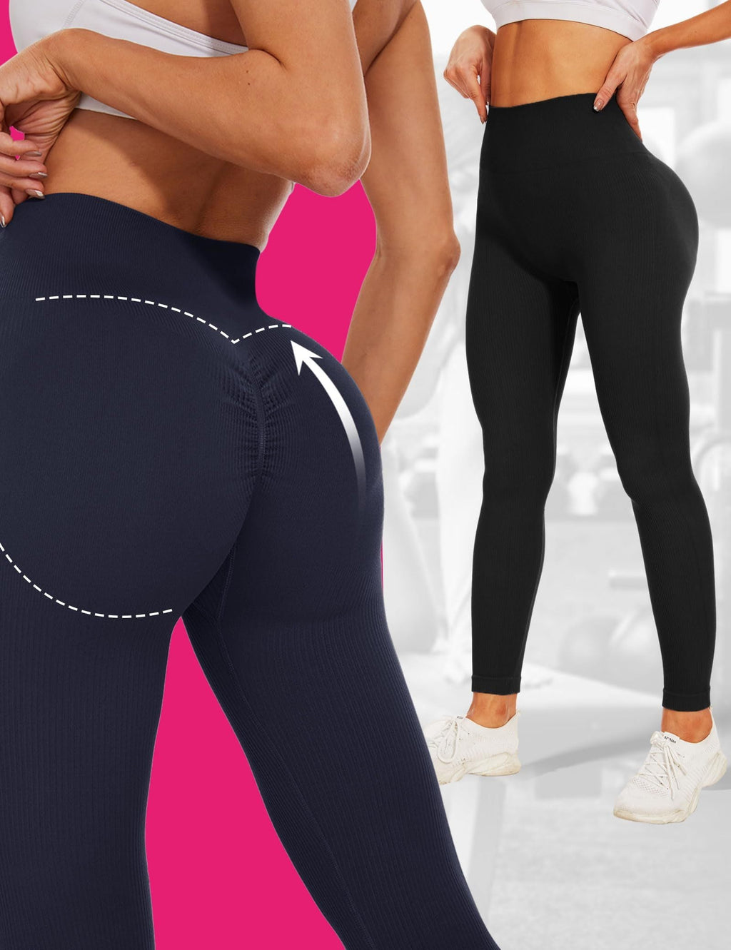 High-waisted seamless cropped leggings by FitiqueFit, shown in black, designed for activewear with a snug, flexible fit.
