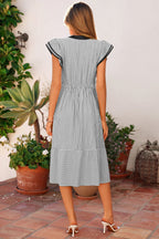 Charley Sleeve Casual Long Dress by Threaded Pear, a stylish midi dress with relaxed sleeves and a comfortable fit.