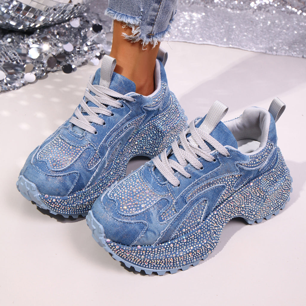 Rhinestone lace-up sandal from Plush Fashion Hub featuring sparkling rhinestones and stylish design.