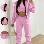 Cozy Fleece-Lined Hoodie Three-Piece Lounge Set