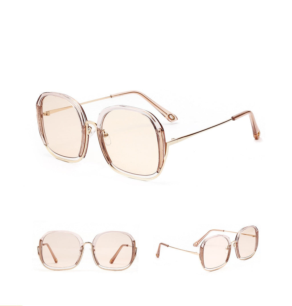 Colorful large half frame UV400 sunglasses by Plush Fashion Hub, stylish eyewear with vibrant lenses and trendy design.