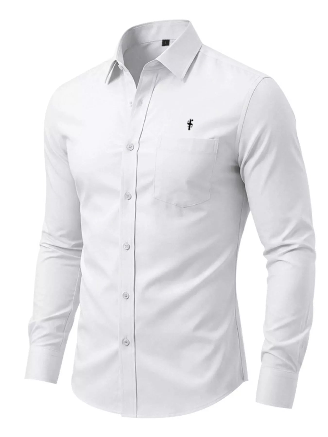 Men's slim fit button-up shirt in plus size from Trendsi, shown in a full-size men's shirt with a classic collar and long sleeves.