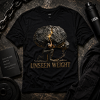 Wear Your Worship Unseen Weight graphic T-shirt from the SEEN: Unmasked Collection, featuring bold design on a casual black tee.