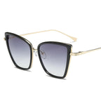 Black mirrored cat eye sunglasses for women by Plush Fashion Hub, stylish eyewear with bold, fashionable design.