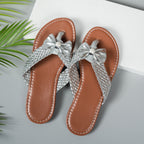 Shopimist toe post bow sandals with sleek straps and decorative bow detail, perfect for casual summer wear.