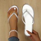 Rhinestone toe post sandals in gold with embellished straps, stylish Plush Fashion Hub sandals for summer wear.