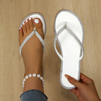 Shopimist rhinestone toe post sandals featuring sparkling embellishments and comfortable flat soles, perfect for summer wear.