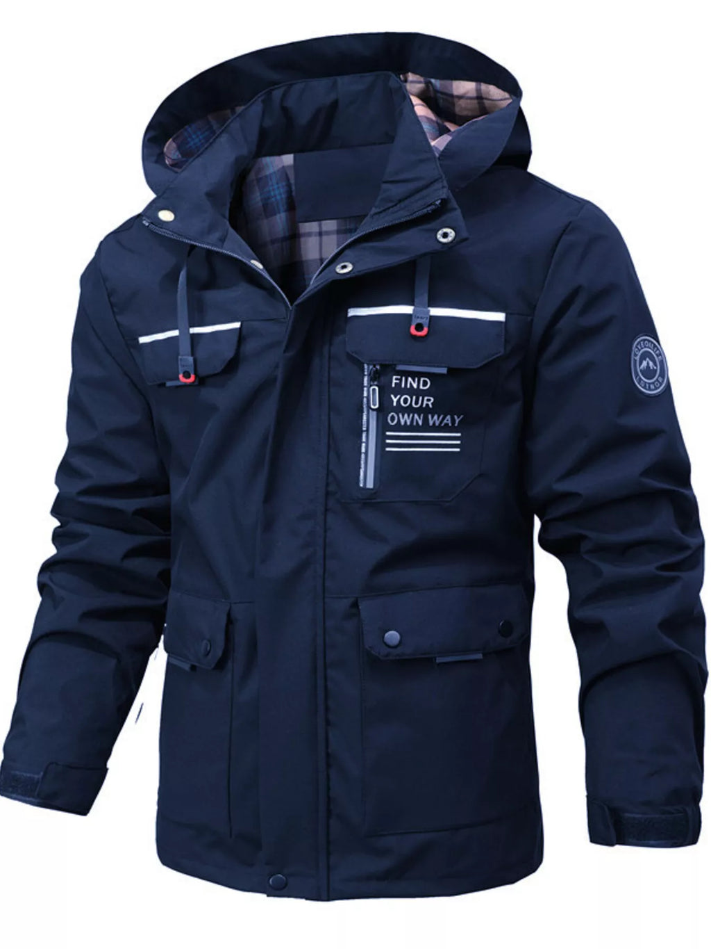 Plus size men's hooded outdoor windproof coat by Shopimist, featuring a durable design and weather-resistant fabric.