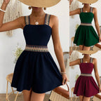Women's casualFitiqueFit sleeveless wide-leg jumpsuit with cinched waist, perfect for resort-style summer wear.