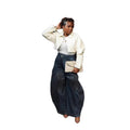 Retro Distressed Reversed-Waist Denim Jeans