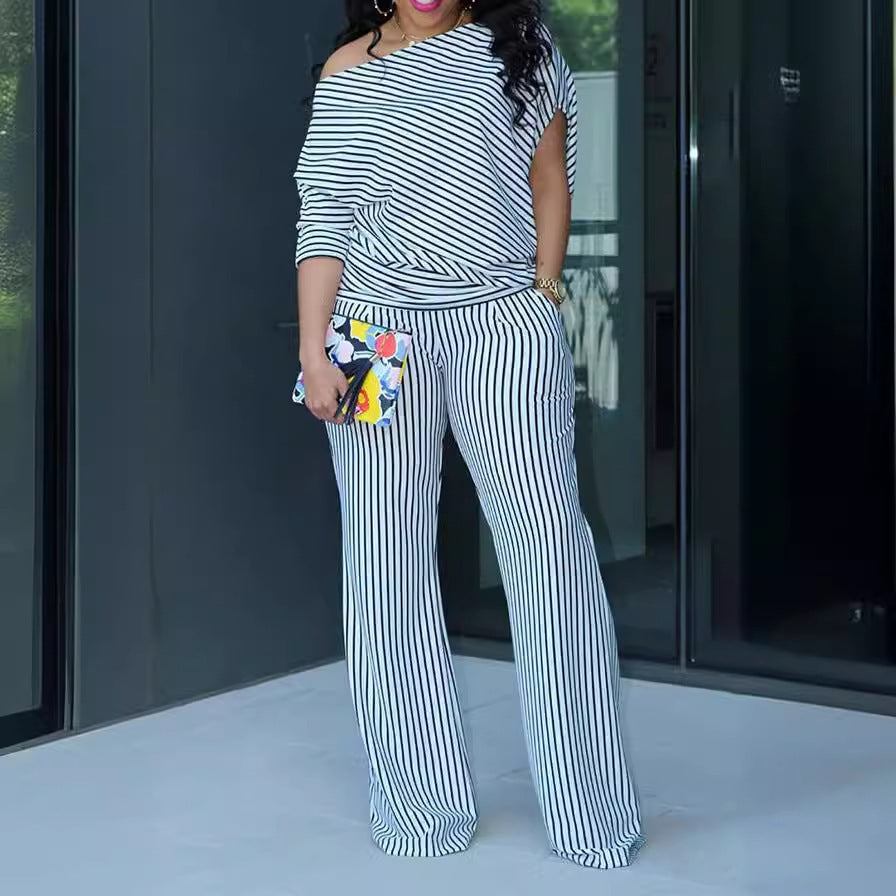 Asymmetrical Off-Shoulder Two-Piece Set