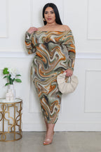Plus size "To The Beat" dress by Fasheabe featuring a stylish, vibrant dress with a flattering fit and eye-catching design.