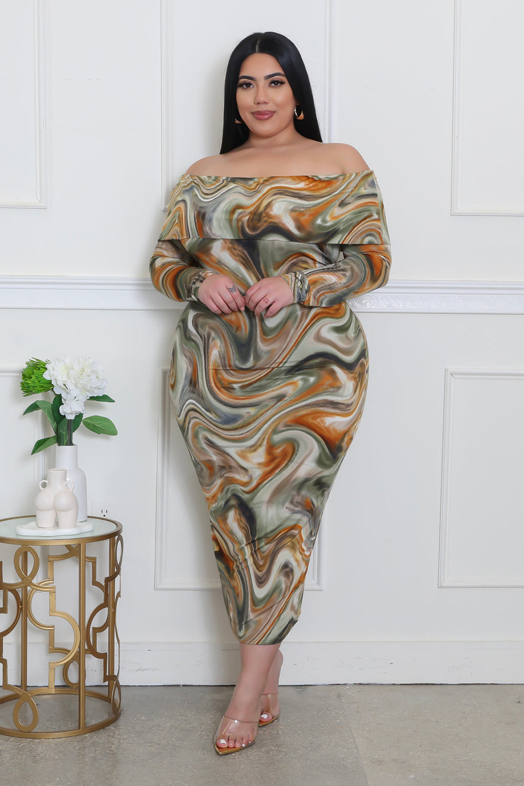 Plus size To The Beat dress by Fasheabe, featuring a stylish, colorful dress with a flowy silhouette and vibrant pattern.