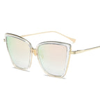 Black mirror cat eye sunglasses for women by Plush Fashion Hub, stylish eyewear with bold, fashionable design.