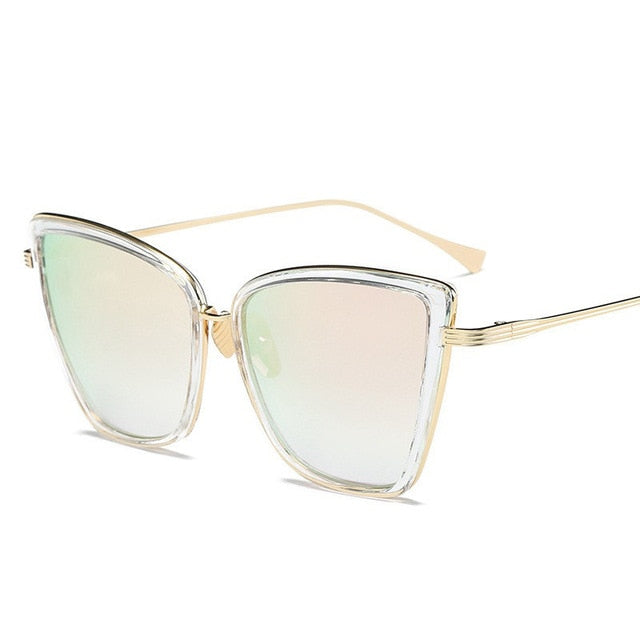 Black mirror cat eye sunglasses for women by Plush Fashion Hub, stylish eyewear with bold, fashionable design.