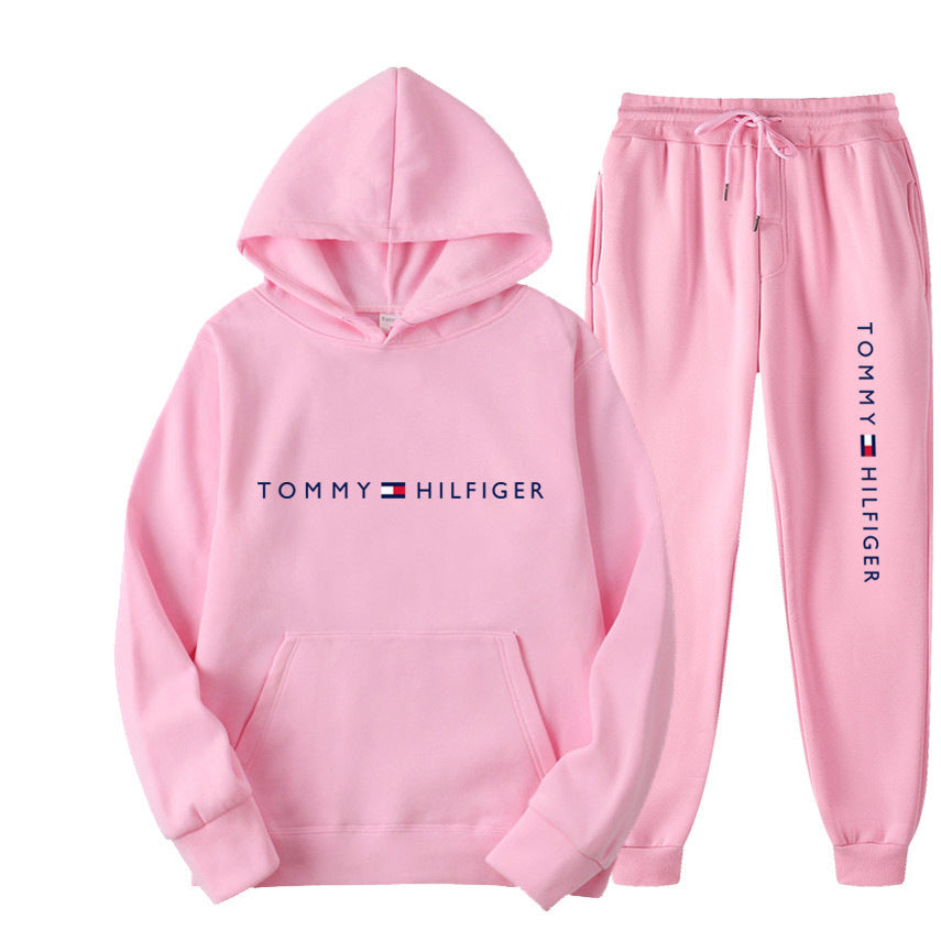 Spring and Autumn Leisure Sports Hoodie Printed Men's Set