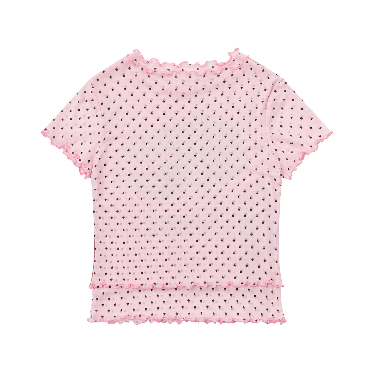 Color-blocked graffiti cartoon t-shirt with ruffle details, fitted style from eprolo, featuring bold graphic design and vibrant colors.