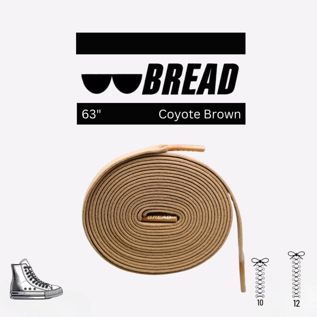 Coyote brown elastic shoelace by Plush Fashion Hub, showing close-up of flexible, stretchy shoelace for sneakers or casual shoes.