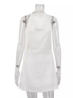 Shopimist halter neck mini dress featuring a fitted silhouette and stylish design, perfect for casual or semi-formal occasions.