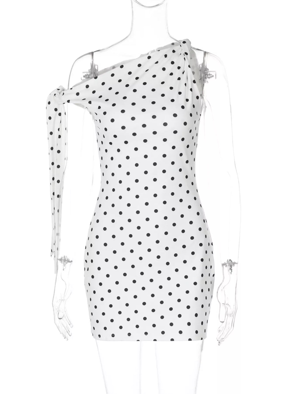 Polka dot sleeveless mini dress with bow accents by Shopimist, featuring a fitted bodice and playful design.