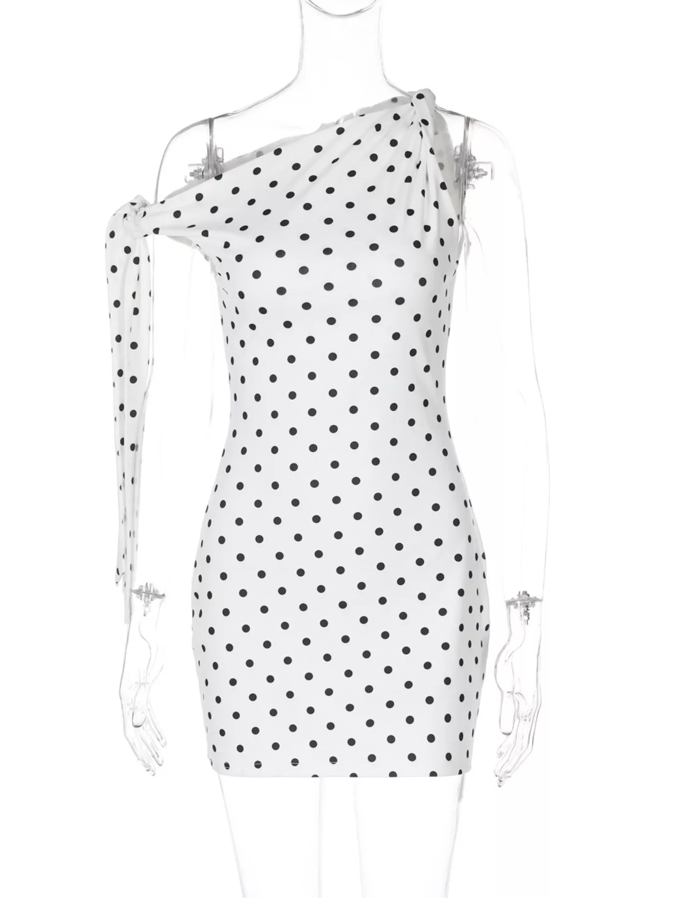 Polka dot sleeveless mini dress with bow accents by Shopimist, featuring a fitted bodice and playful design.