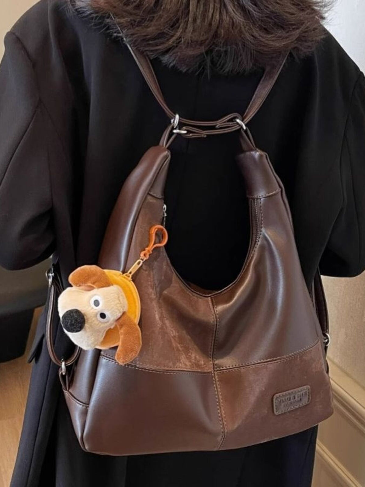Vintage-inspired plush fashion hub PU leather slouchy hobo shoulder bag with a relaxed, stylish design and spacious interior.