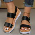 Open toe wedge sandals by Shopimist with a natural cork heel and beige straps, perfect for summer casual wear.