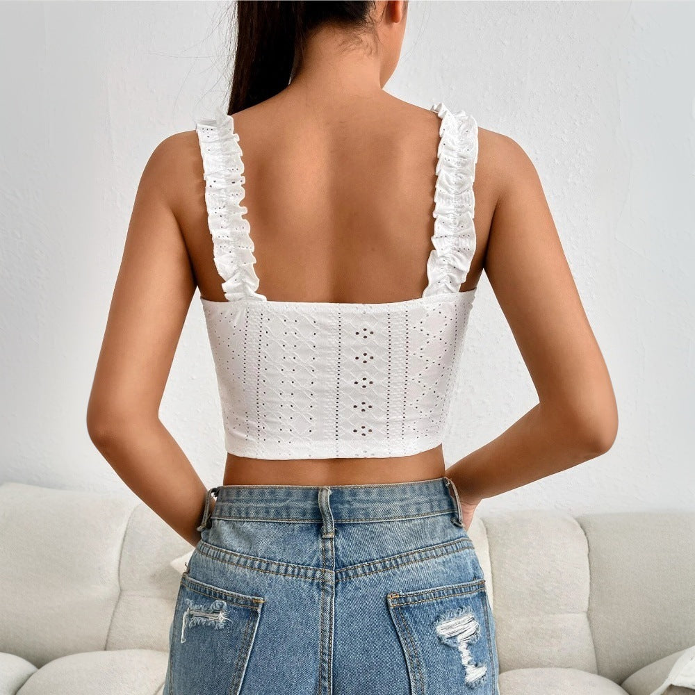 Women's elegant lace camisole top from FitiqueFit, featuring a flattering, casualwear lace design and comfortable fit.