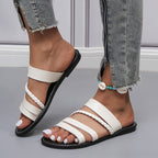 Shopimist open toe flats sandals with sleek design, featuring a minimal strap and comfortable sole for casual wear.