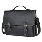 Men's retro casual leather business briefcase by Plush Fashion Hub with sturdy handles and sleek design.