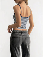 Striped scoop neck cami shirt by Plush Fashion Hub featuring a stylish design and comfortable fit, shown in the image.