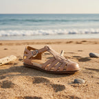 Women's Washed Full Grain Leather Fisherman Sandals – Closed-Toe Woven T-Strap